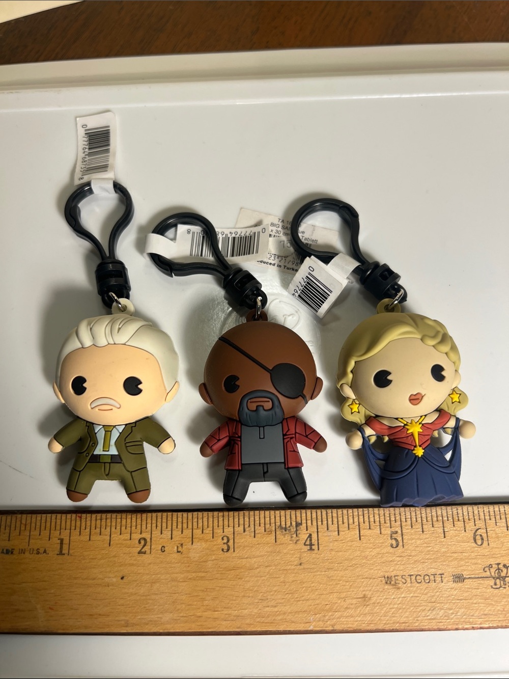 Marvel 3D Foam Bag Clip Keychain Lot of 3 – Mobius Nick Fury Captain Marvel